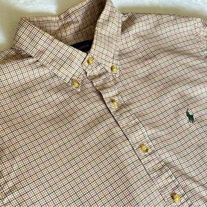 Ralph Lauren Shirt Men 2XLT Brown Plaid Lightweight Button Down